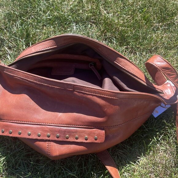 NWT ASHWOOD By Harrods Bison Genuine Leather Large Handbag Cognac Retail $150 - Picture 9 of 13